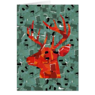 Orange deer silhouette collage greeting card