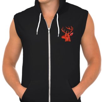 Orange deer silhouette collage hooded sweatshirt