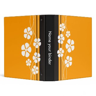 Orange Designer White Flowererd Binders binder