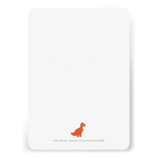 Orange Dinosaur Blue Baby Shower Invite Rounded