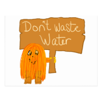 orange don't waste water postcards