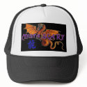 Orange Dragon & Blue Kanji Letter Baseball Hat by MistaSCARY Orange Dragon & Blue Kanji Letter Baseball Hat
