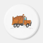 Orange Dump Truck Refrigerator Magnets