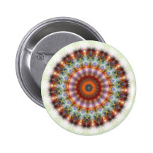 Orange Earth Kaleidoscope Mandala button pin
