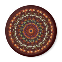 Orange Earth Kaleidoscope Mandala fridge magnet