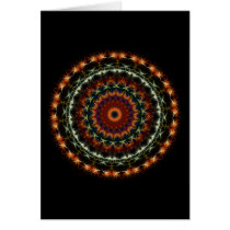 Orange Earth Kaleidoscope Mandala greetings card cards