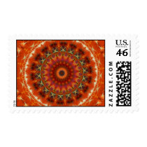 Orange Earth Kaleidoscope Mandala postage stamps stamps
