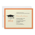 Orange ecru cap tassel graduation announcement invitation