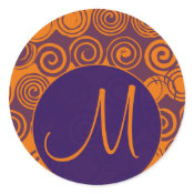 Orange Envelope Seal Labels With Initials Monogram sticker