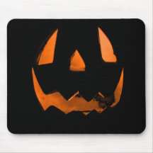 Orange Eye Jack O' Lantern Face Mousepad