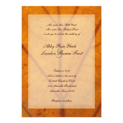 Orange Fall Leaf Wedding Invitation