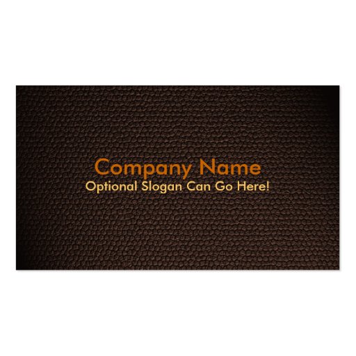 Orange Faux Leather Business Card Design (front side)