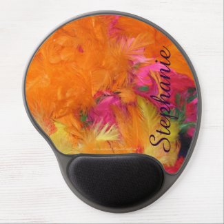 Orange Feathers Personalized Custom Gel Mousepad