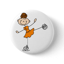 Orange Figure Skater Button