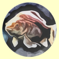 orange fish deep swimming painting plates
