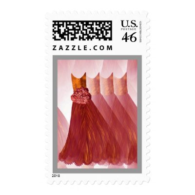 Orange Bridesmaid Dresses on Orange Flame Bridesmaid Dresses Silver Trim Postage Stamps From Zazzle