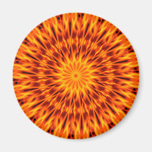 Orange Flames Kaleidoscope Fridge Magnet