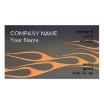 orange flames on black business cards