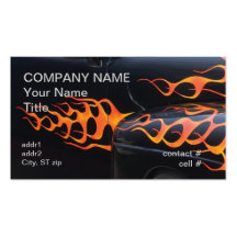 orange flames on black business cards