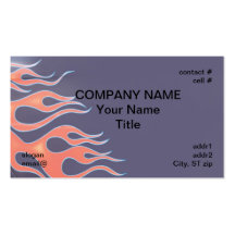 orange flames on purple paint business card