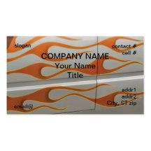 orange flames on silver paint business card templates