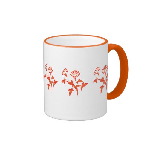 Orange Floral Coffee Mug