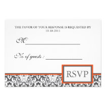 Orange floral Damask RSVP Invite invitations