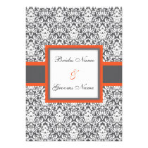 Orange Floral Damask Wedding Invitation invitations