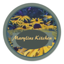 Orange floral label round sticker