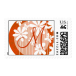 Orange Floral Monogram postage