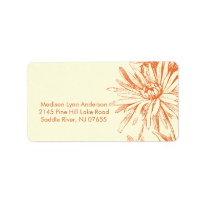 Orange Floral on Cream Return Address Labels.