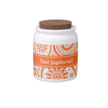 Orange Floral Paisley Monogram Pattern Candy Dishes