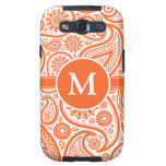 Orange Floral Paisley Monogram Pattern Galaxy S3 Case