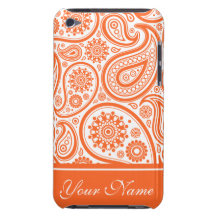 Orange Floral Paisley Monogram Pattern Barely There iPod Covers