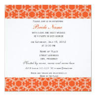 Orange floral pattern bridal shower invitation. personalized invites