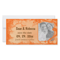 Orange Floral Photo Save The Date Announcement Customized Photo Card