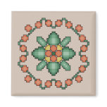 Orange Floral Quilt Square Cross Stitch magnets