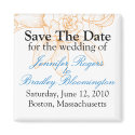 Orange Floral Save The Date Wedding Magnets Favours magnet