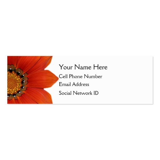Orange Floral Skinny Profile Card Business Cards