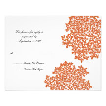 Orange Floral Wedding RSVP Custom Invite