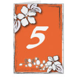 Orange Floral Wedding Table number Card