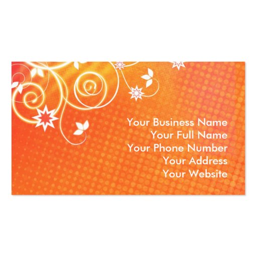 Orange florals business card templates (front side)