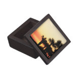 Orange Florida Palm Tree Sunset (Plain) Premium Keepsake Boxes