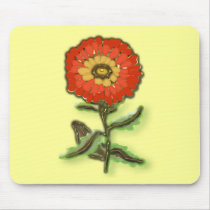 Orange flower design mouse pad