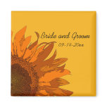 Orange Flower on Yellow Wedding Magnet