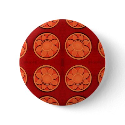 orange flower pattern button by DonnaGraysonAbstract