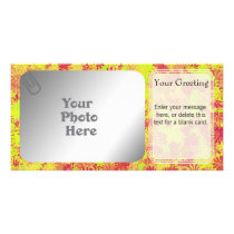 Orange Flower Pattern  PhotoCard Template Custom Photo Card