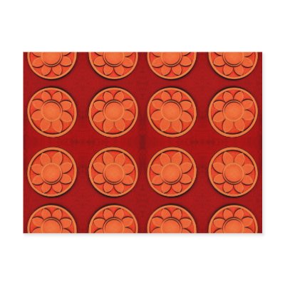 orange flower pattern post card by DonnaGraysonAbstract