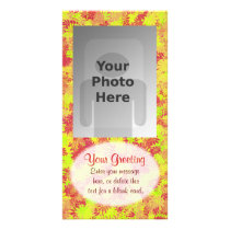 Orange Flower Pattern  Vertical PhotoCard Template Photo Card Template