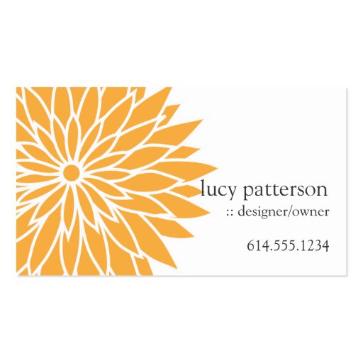 Orange Flower Power Chic Stylish Business Cards (front side)